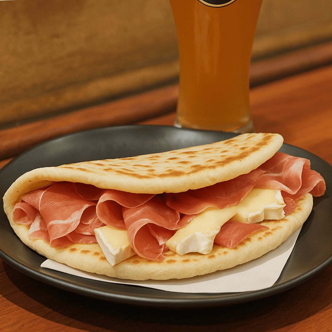 Piadina con brie e crudo dell'Empire Bologna